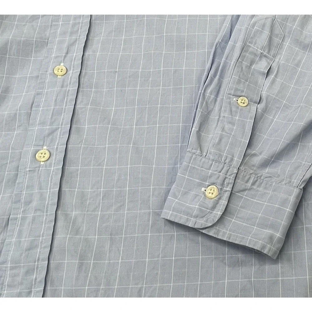 Vintage Ralph Lauren Yarmouth Shirt 17.5 36/37 Lightweight Blue Plaid Career